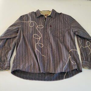 Martini Ranch Long Sleeve Shirt Size XXL Rope Motif Pearl Snap Buttons EUC